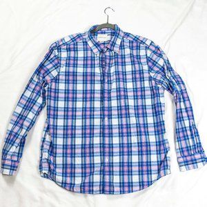 Men's American Eagle Size XL Long Sleeve Button Up Pink, White, and Blue Plaid